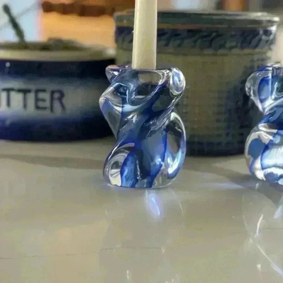 Handblown Candle Holder Set (2) - Picture 4 of 4